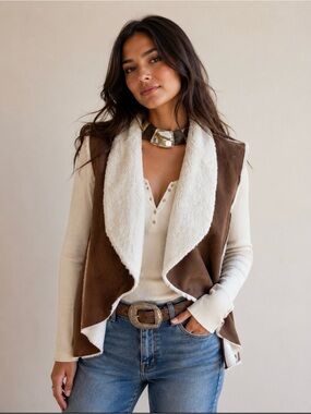 New York Yoki Faux Suede Faux Fur Vest size XL